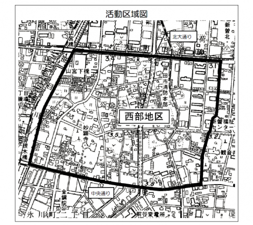 新曽中央西部地区まちづくり協議会活動区域図