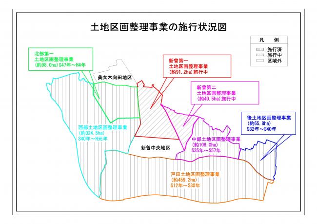 土地区面整理事業の整備状況図