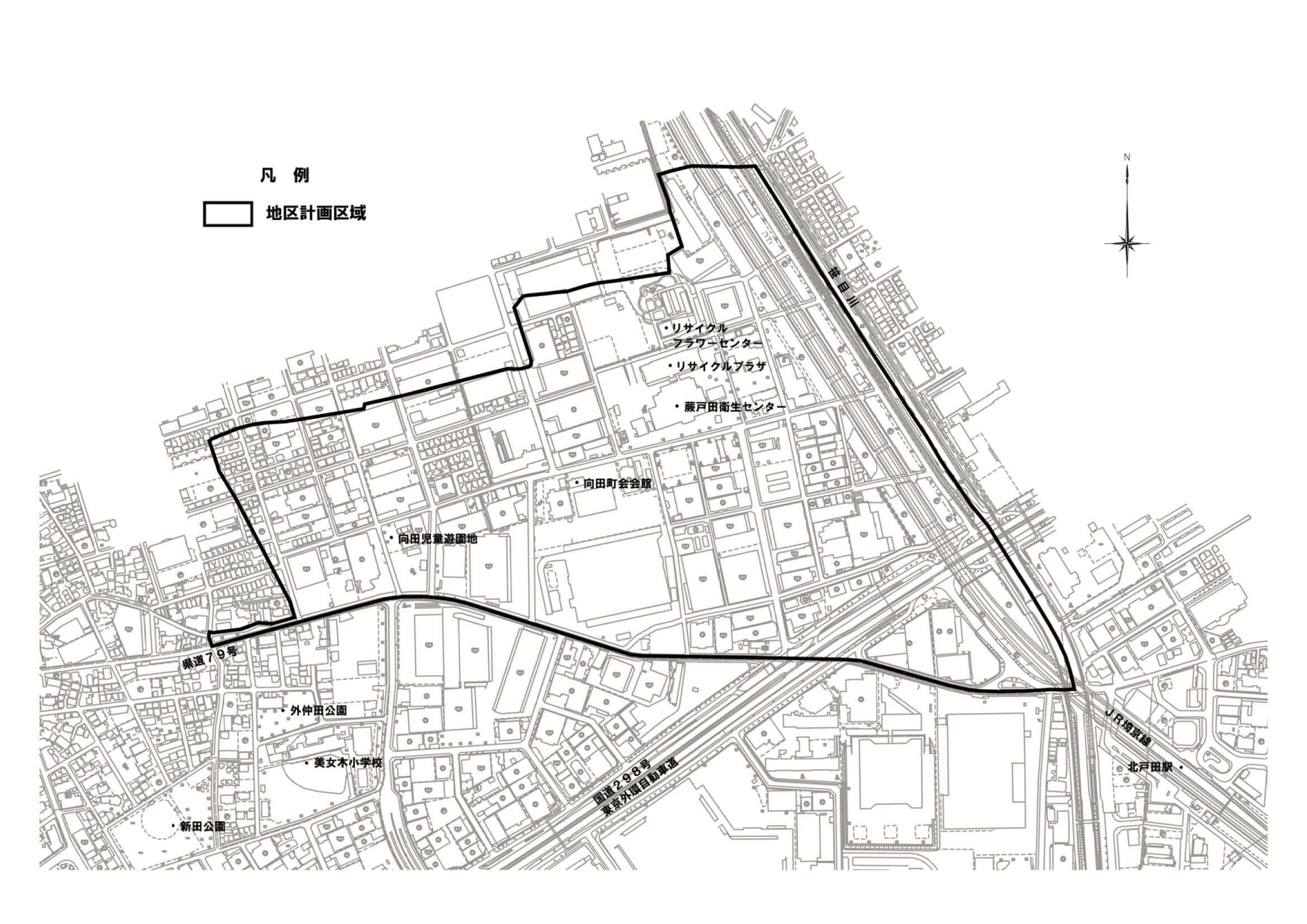 美女木向田地区の区域図